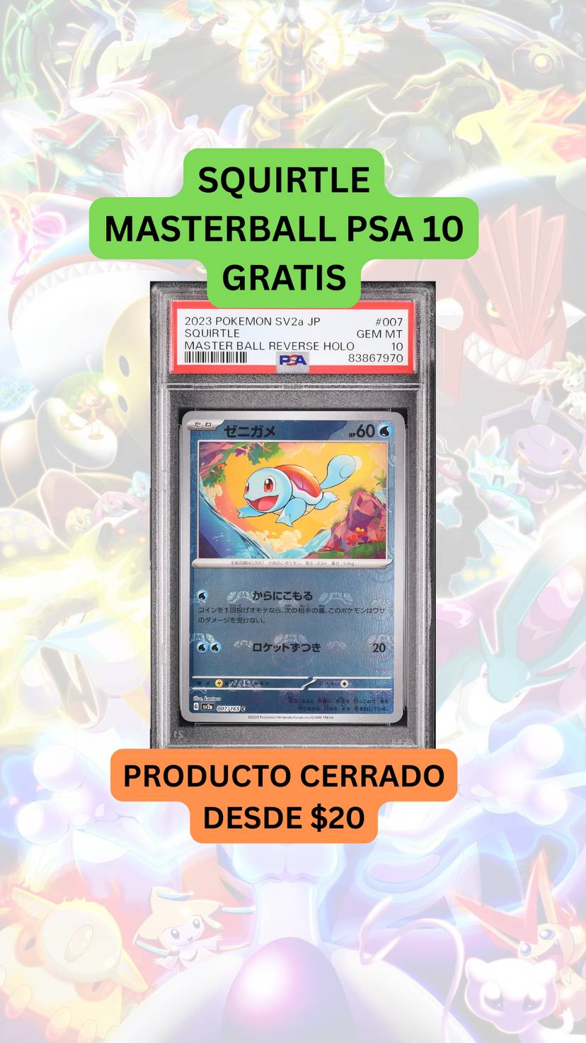 🚨PRODUCTO CERRADO DESDE $20🚨SQUIRTLE PSA 10 GRATIS