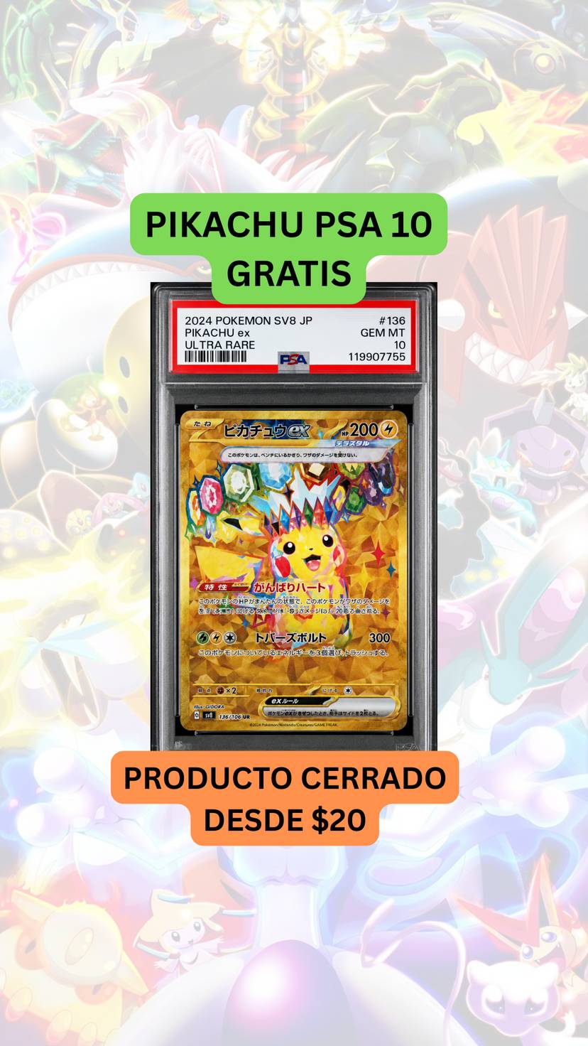 🚨PRODUCTO CERRADO DESDE $20🚨PIKACHU PSA 10 GRATIS🚨