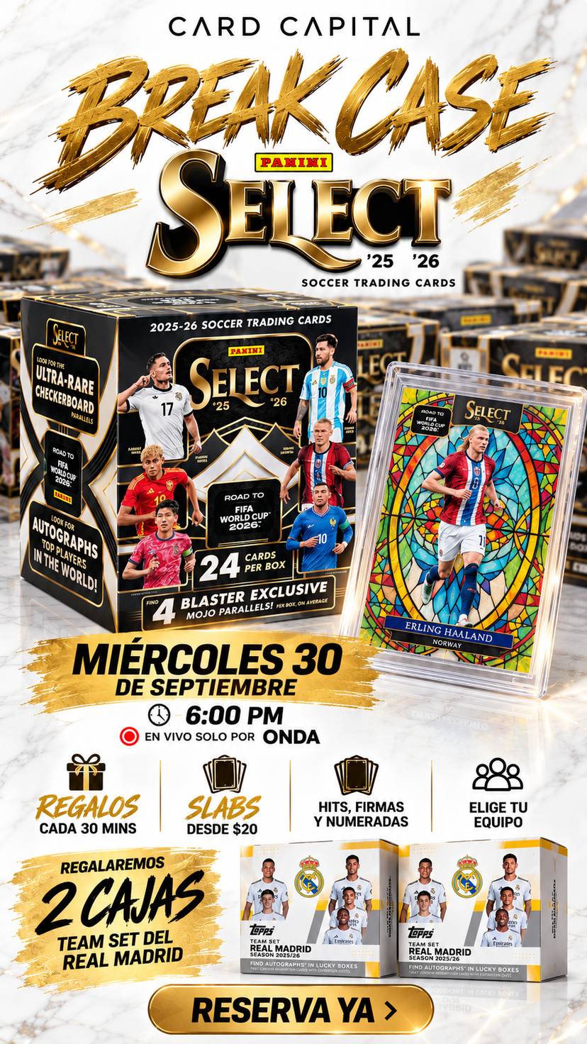 BREAK CASE SELECT ⚽ | Sorteo cada 30 min + Slabs desde $20 + 2 cajas Real Madrid de regalo