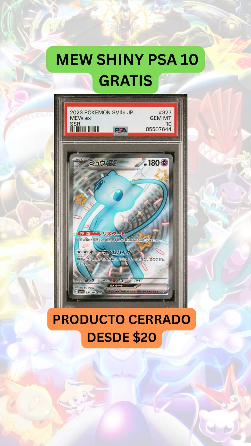 🚨PRODUCTO CERRADO desde $20🚨MEW SHINY PSA 10 GRATIS🚨