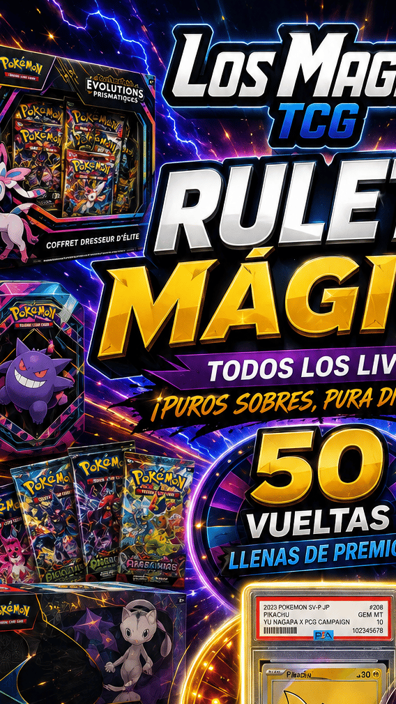 RULETA MÁGICA 50 VUELTAS (TODAS PREMIO)Y SLAP PSA 10 GRATIS🔥🔥🔥