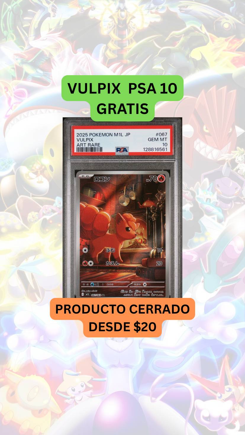 🚨PRODUCTO DESDE $20🚨VULPIX PSA 10 GRATIS