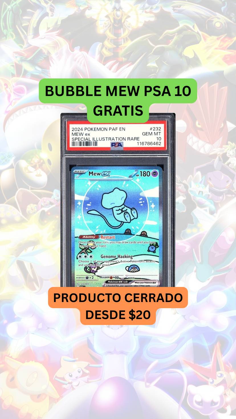 🚨PRODUCTO CERRADO DESDE $20🚨BUBBLE MEW PSA 10 GRATIS