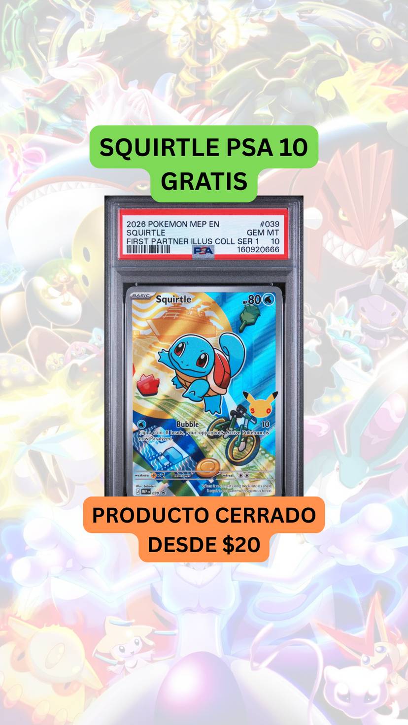 🚨PRODUCTO DESDE 20🚨SQUIRTLE PSA 10 GRATIS