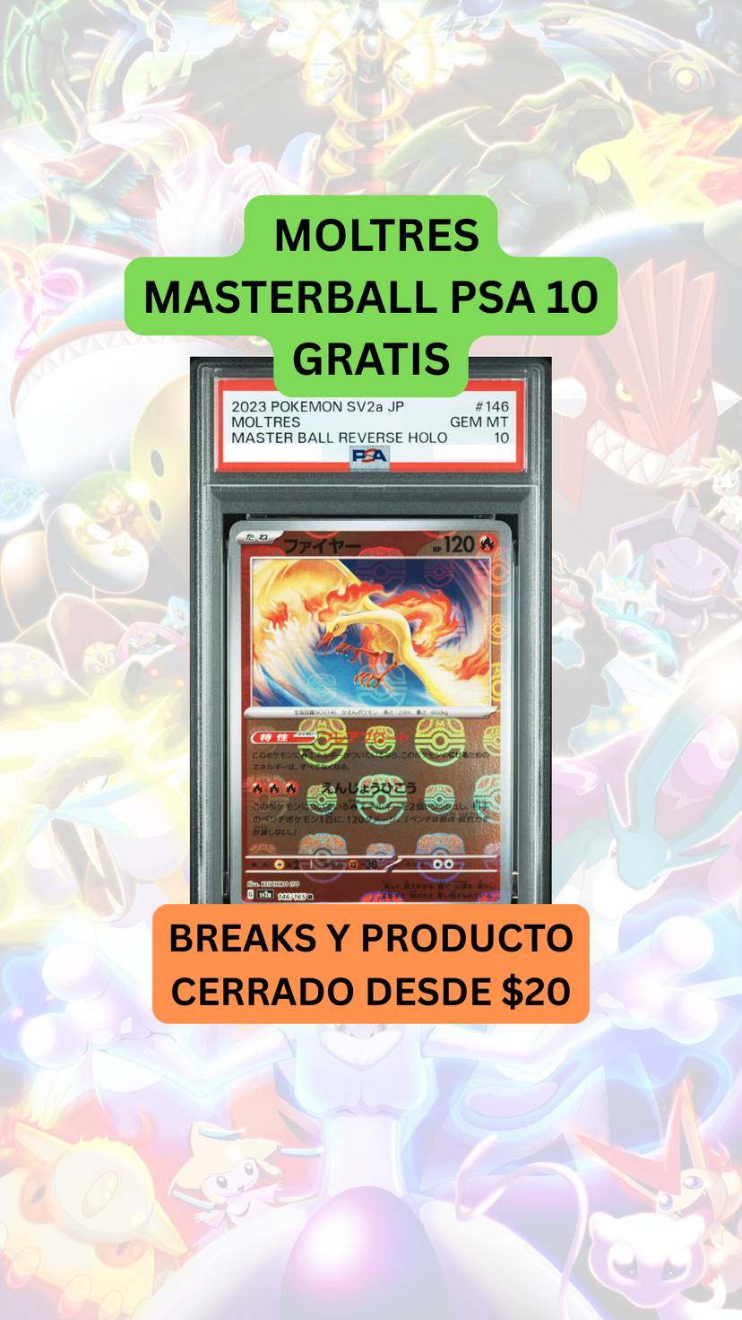 🚨BREAK Y PRODUCTO CERRADO DESDE $20🚨 MOLTRES 151 PSA 10 GRATIS