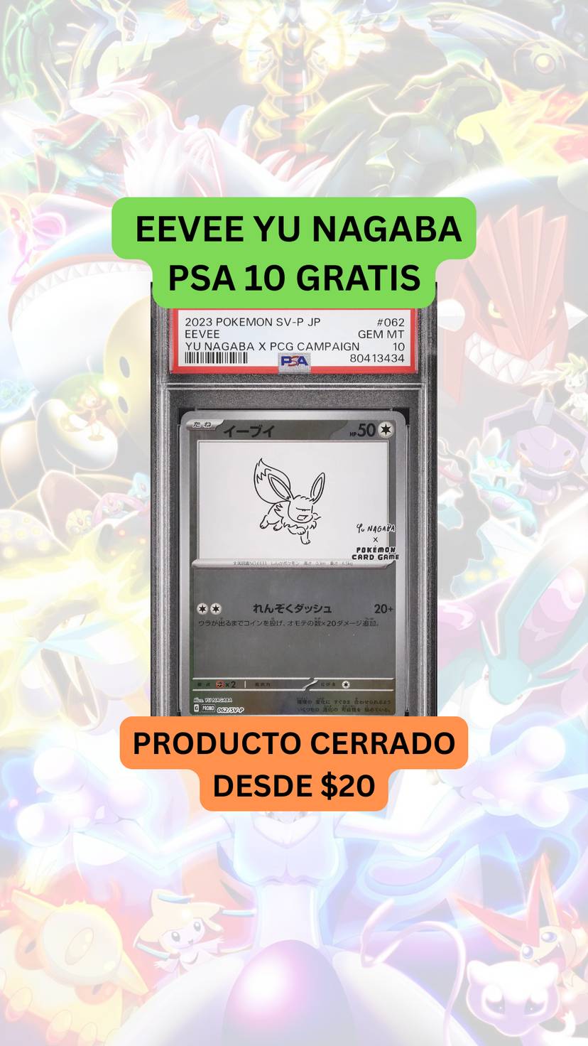 🚨PRODUCTO CERRADO DESDE $20🚨EEVEE YU NAGABA PSA 10 GRATIS