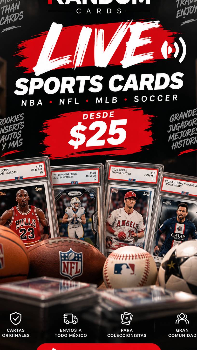 🔥 Sports Cards desde $25 | NBA • NFL • MLB • Soccer