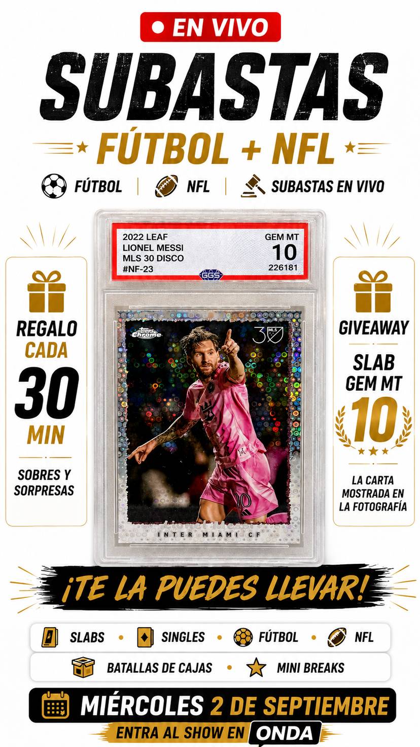 🔥 ¡GANA UN MESSI GEM MT 10! 🔥 | Subastas desde $20 + Regalos cada 30 min