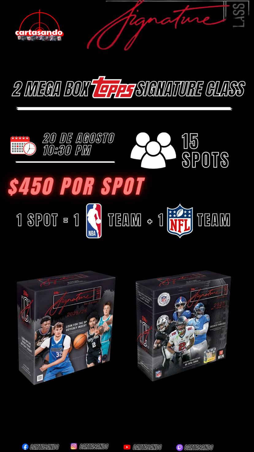 2 MEGA BOX SIGNATURE CLASS NBA & NFL