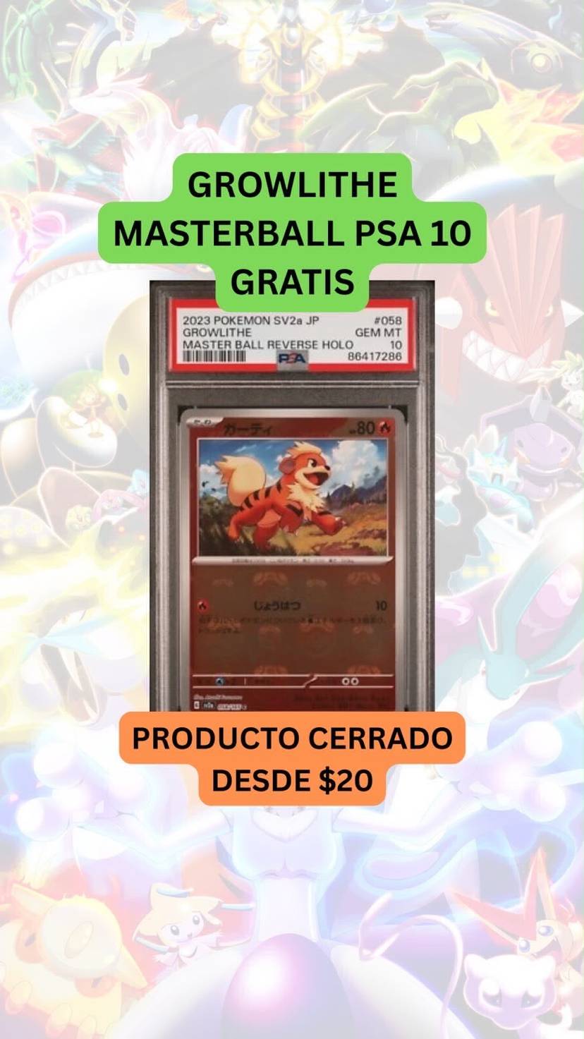 🚨PRODUCTO DESDE 20🚨GROWLITHE 151 PSA 10 GRATIS