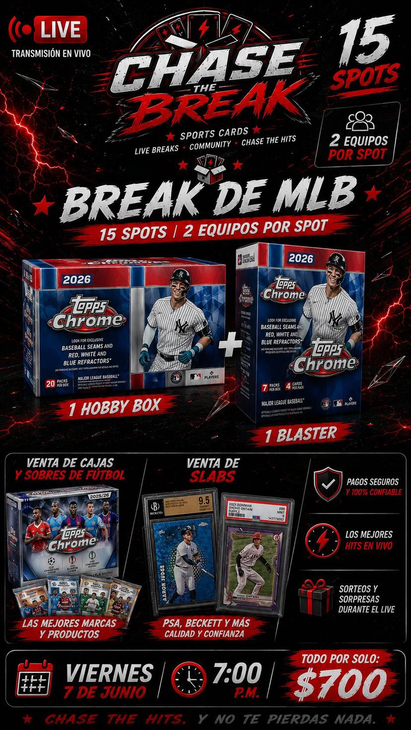 🔥Chase the break🔥 Breaksote de MLB, cajas de fut y venta de slabs🔥🔥🔥⚾️⚽️🏈