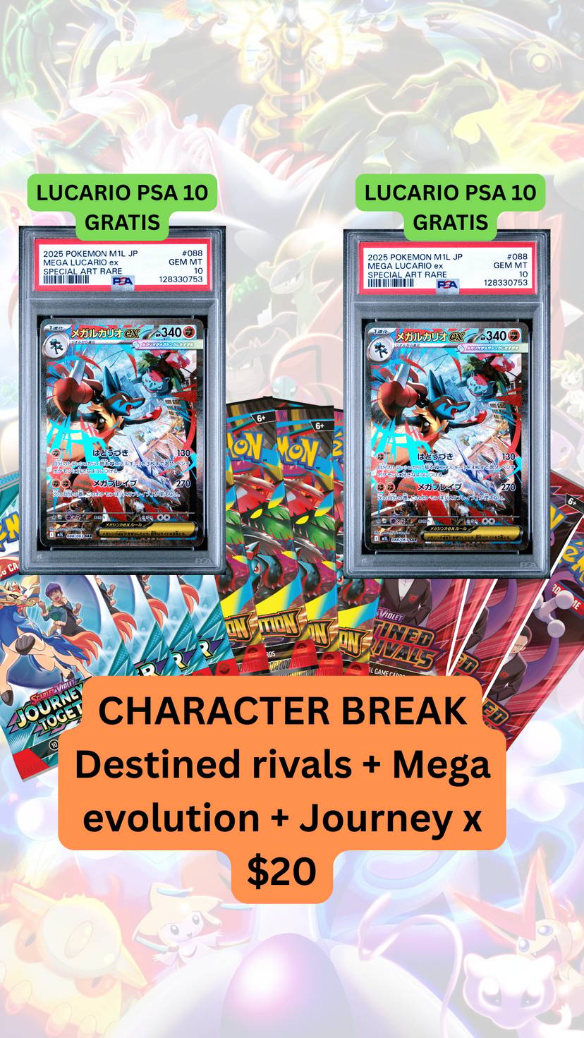 🚨TRIPLE BREAK desde $20🚨LUCARIO PSA 10 GRATIS
