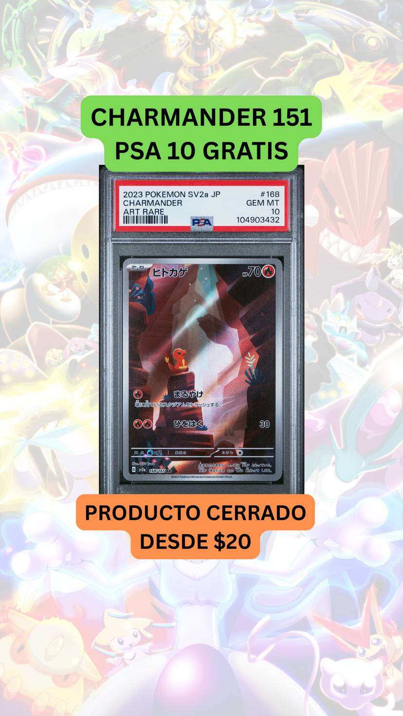 🚨PRODUCTO CERRADO desde $20🚨CHARMANDER 151 PSA 10 GRATIS