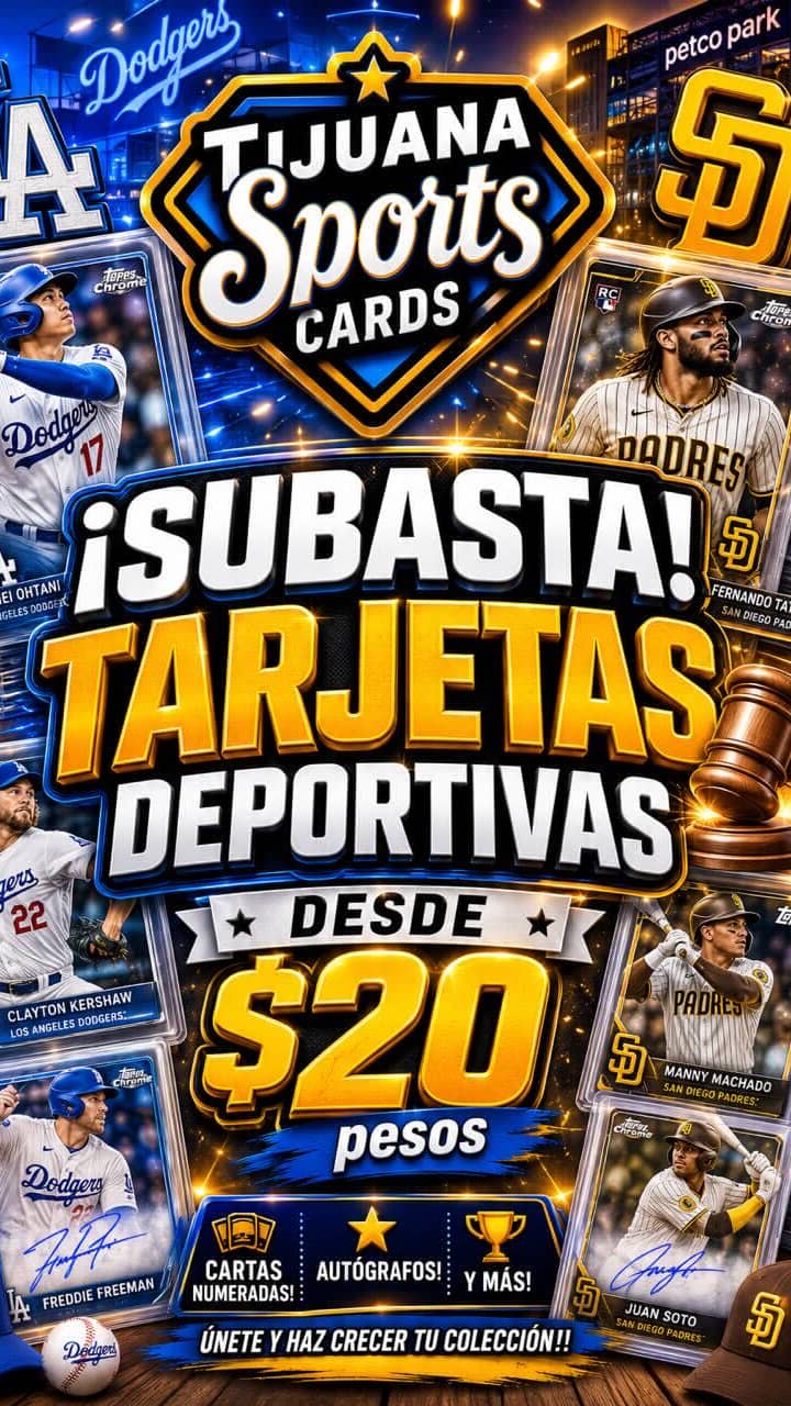 tarjetas deportivas de Dodgers! Padres! y más! desde $20 pesos