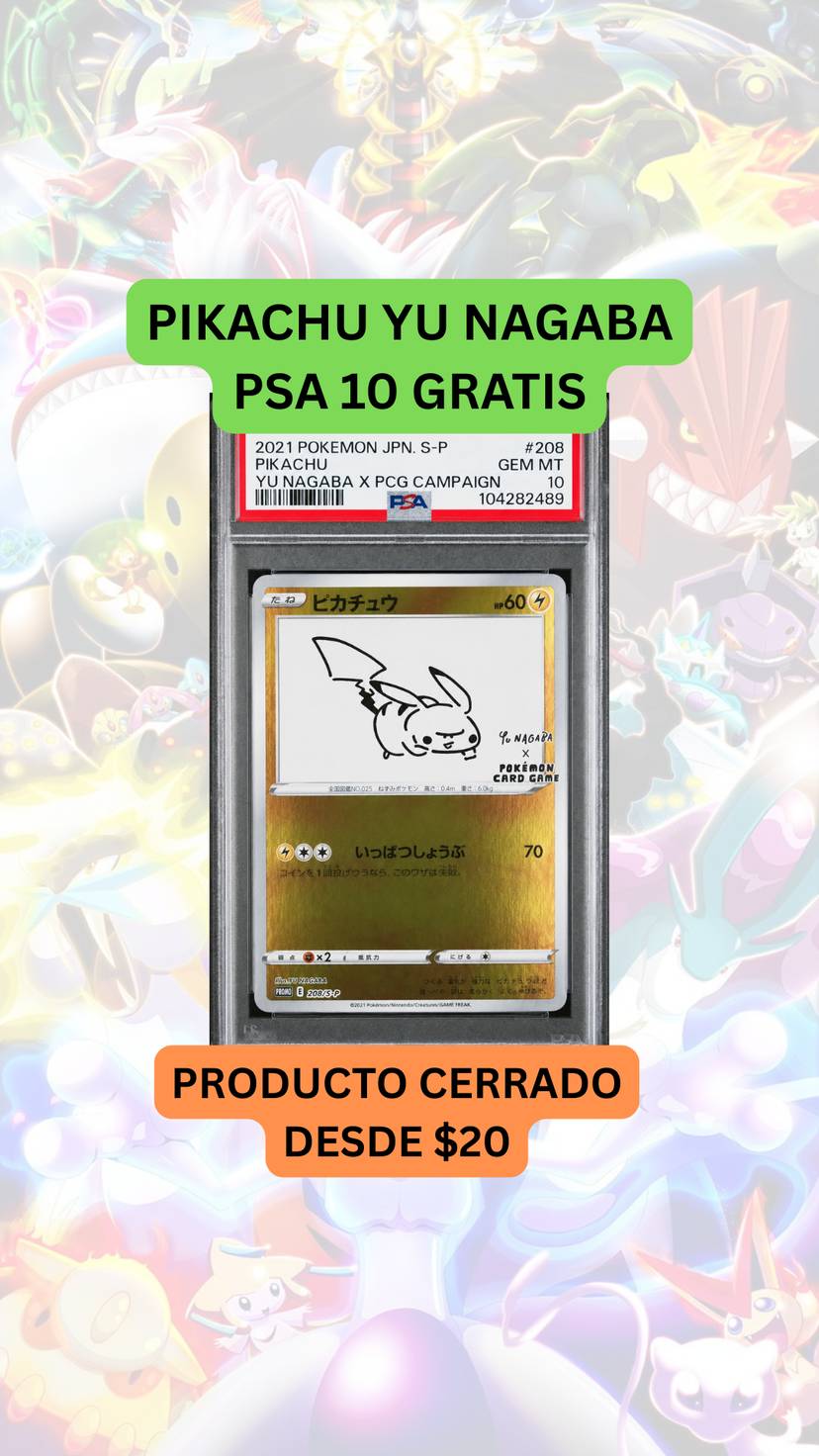 🚨PRODUCTO CERRADO desde $20🚨PIKACHU YU NAGABA PSA 10 GRATIS🚨