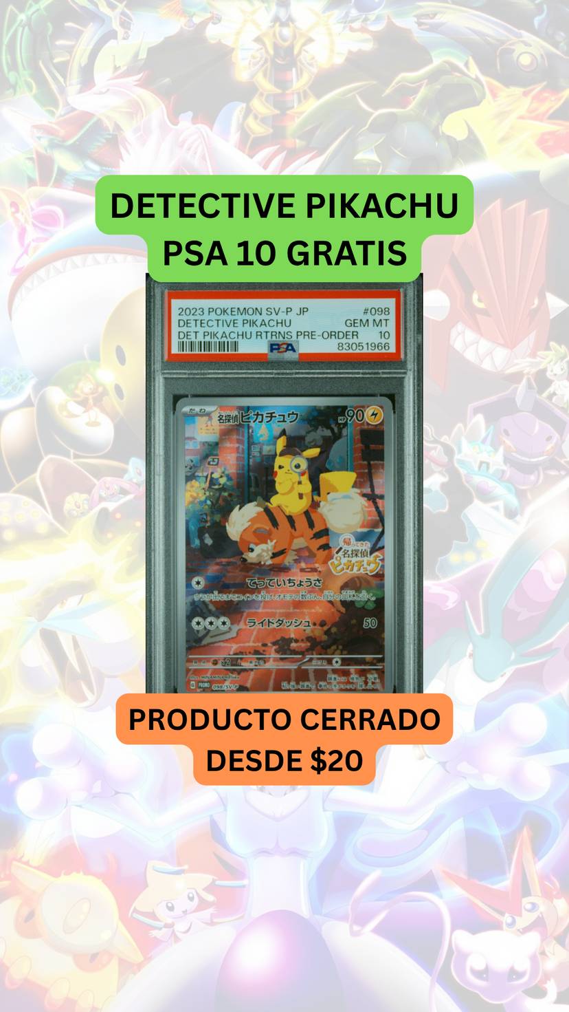 🚨PRODUCTO DESDE $20🚨PIKACHU DETECTIVE PSA 10 GRATIS