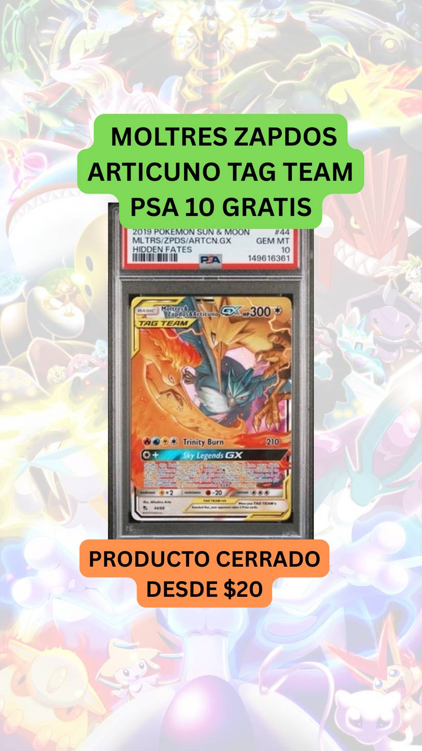 🚨Producto cerrado desde $20🚨MOLTRES ZAPDOS ARTICUNO PSA 10 GRATIS