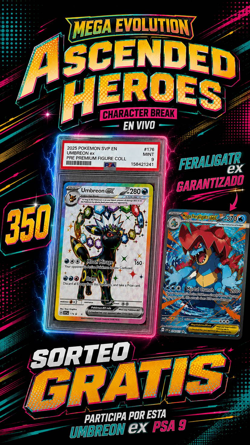 🔥 CHARACTER BREAK ASCENDED HEROES | FERALIGATR GARANTIZADO + SORTEO UMBREON PSA 9 🔥