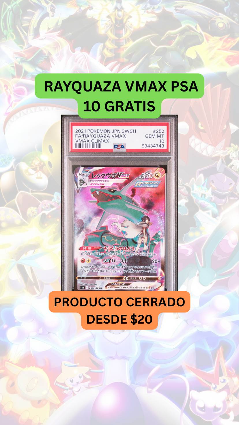 🚨PRODUCTO DESDE $20🚨RAYQUAZA PSA 10 GRATIS