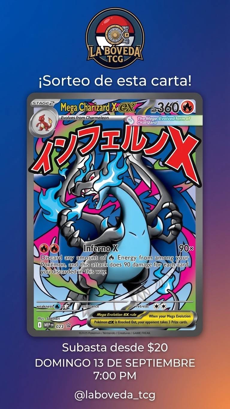 MEGA CHARIZARD X EX GRATIS, SUBASTAS DESDE $20 Y MÁS DINAMICAS