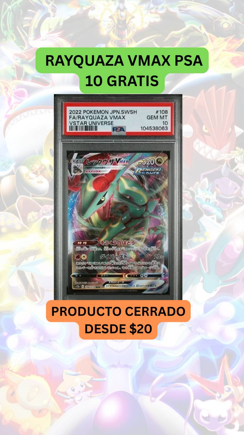 🚨PRODUCTO CERRADO desde $20🚨RAYQUAZA PSA 10 GRATIS