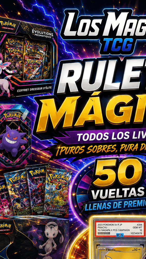 RULETA MÁGICA 50 VUELTAS (TODAS PREMIO)Y SLAP PSA 10 GRATIS🔥🔥🔥