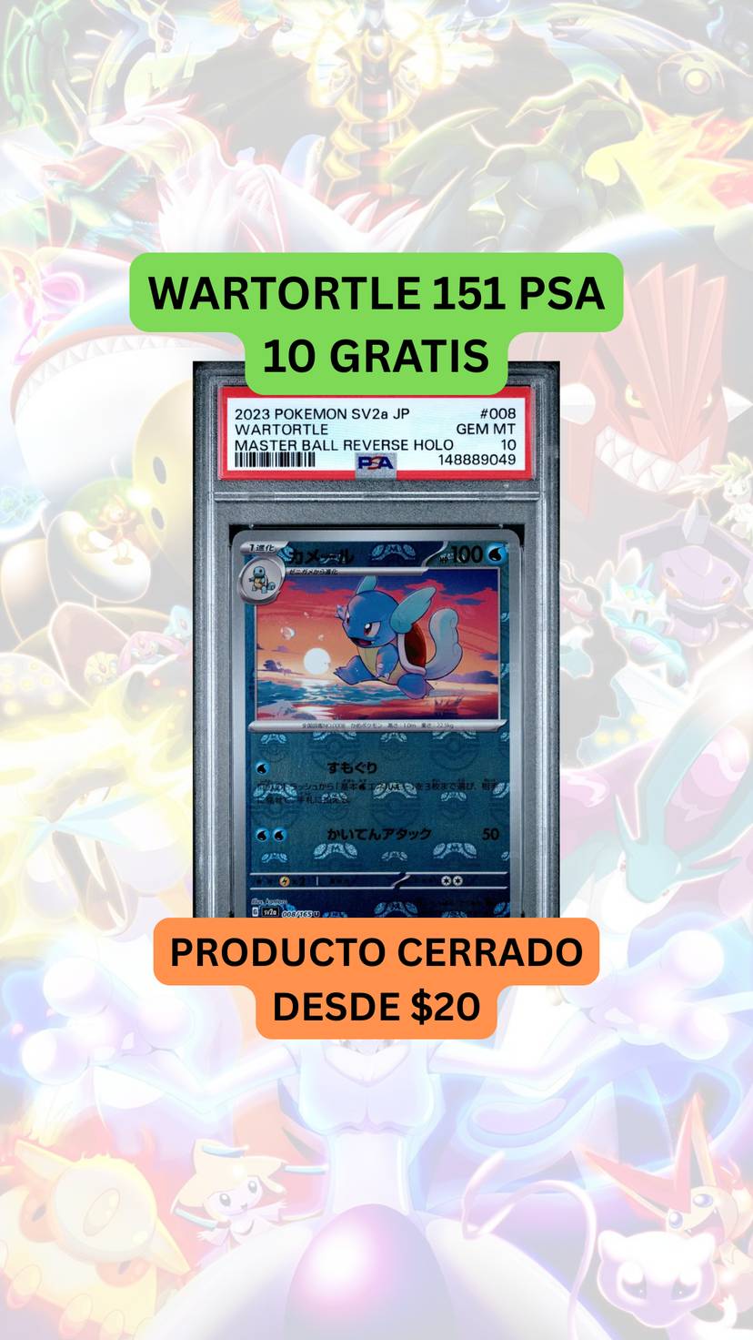 🚨PRODUCTO DESDE $20🚨WARTORTLE 151 PSA 10 GRATIS