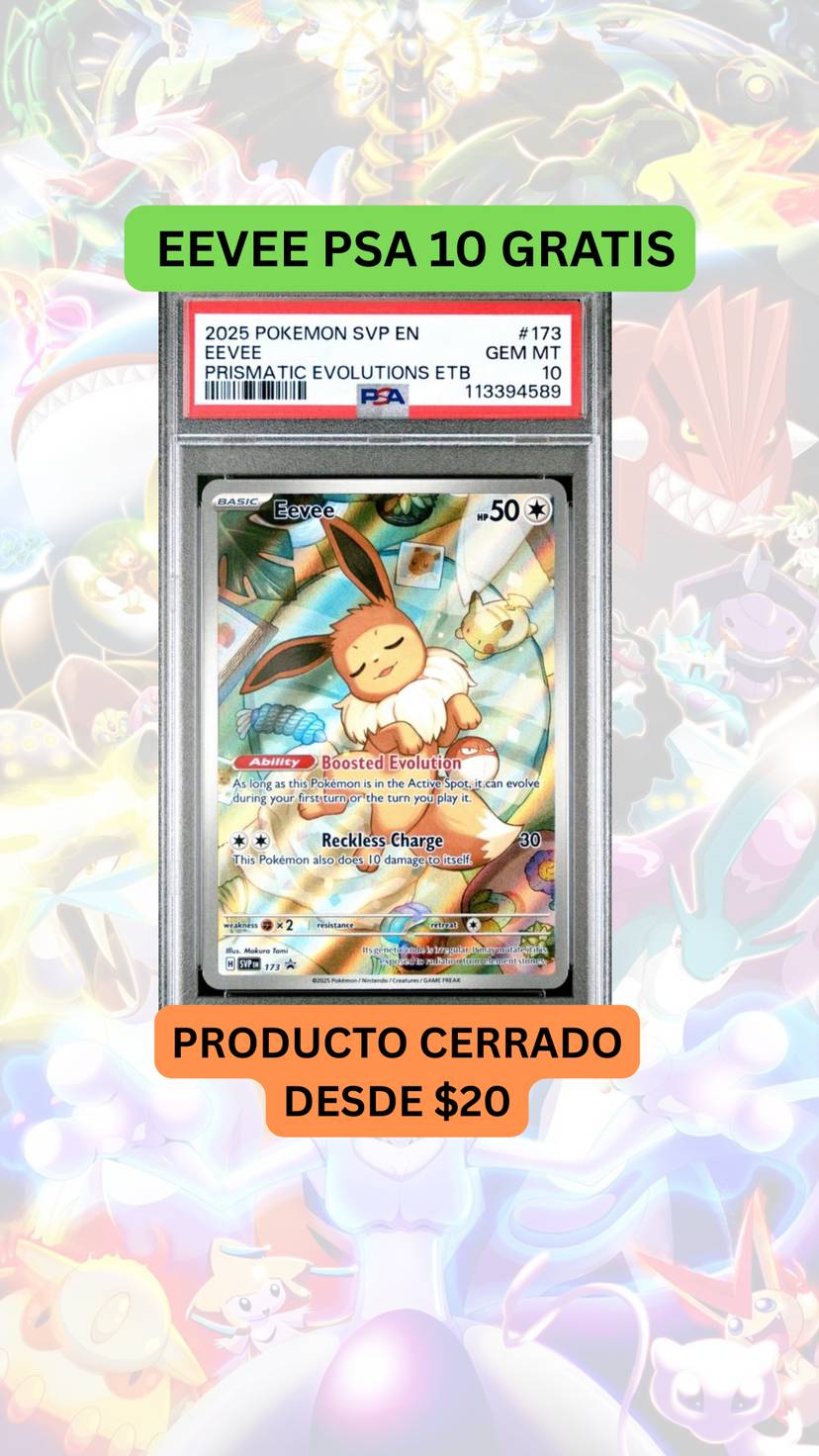 🚨PRODUCTO CERRADO desde $20🚨EEVEE PSA 10 GRATIS
