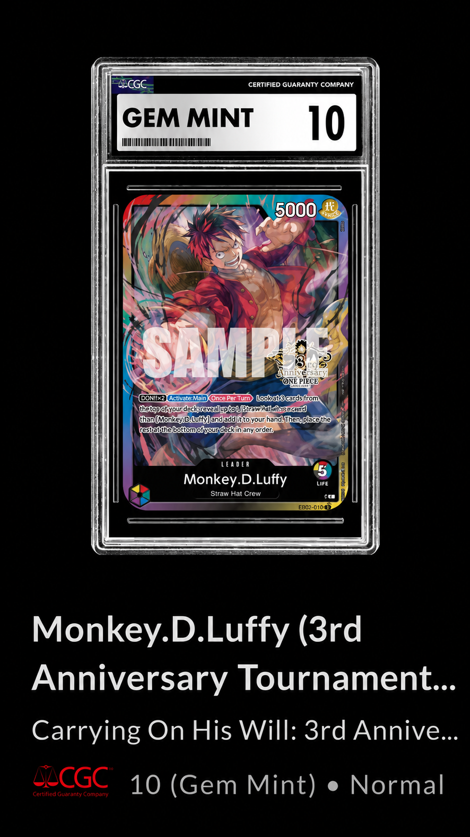 Luffy CGC mint 10 gratis!!