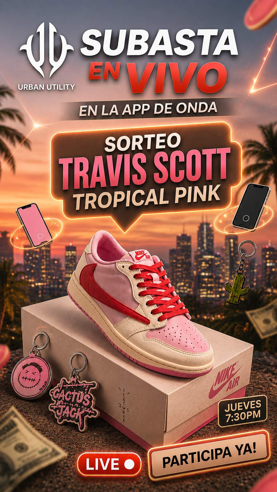 Jordan 1 Low Travis Scott Tropical Pink