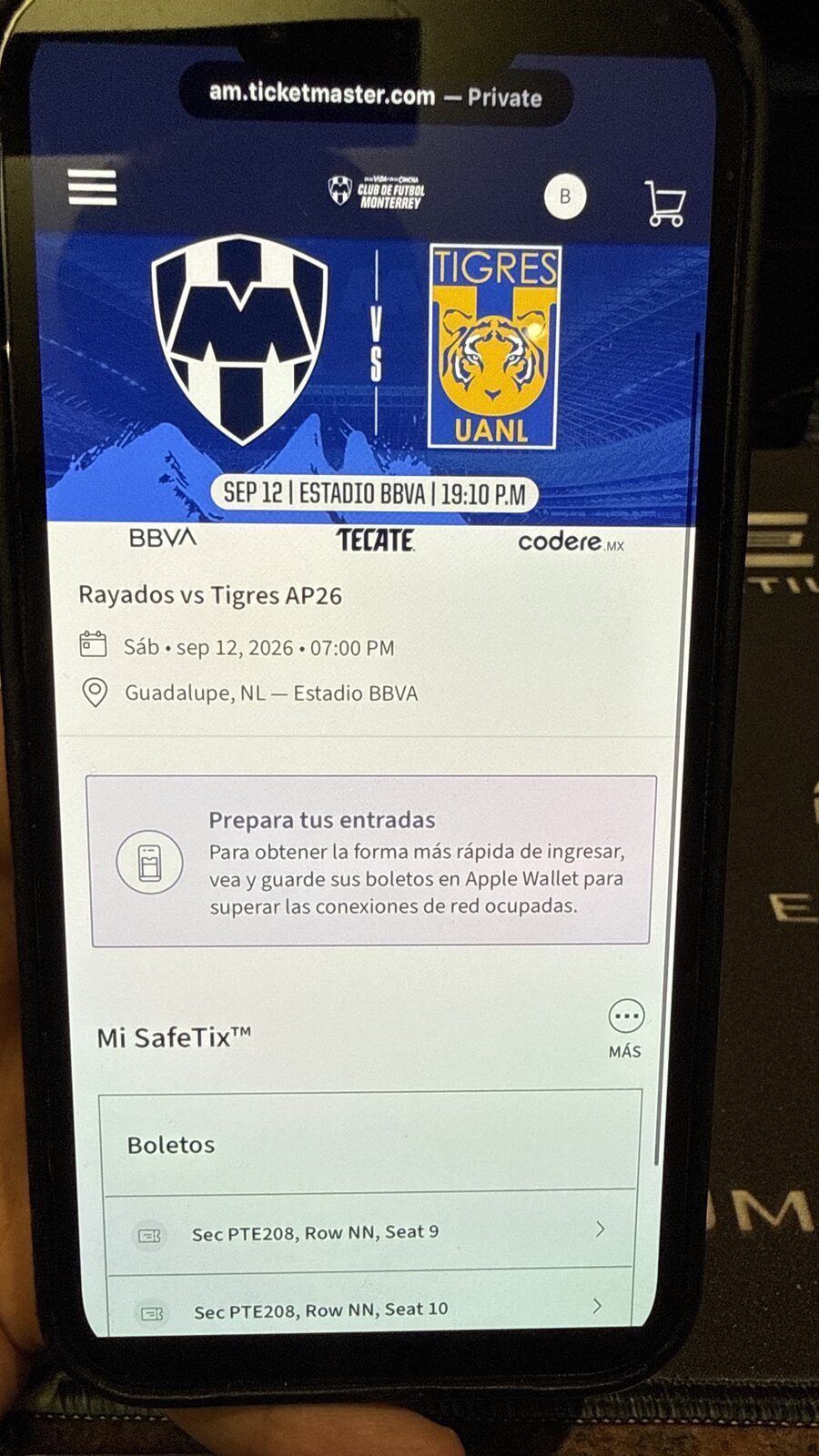 2 boletos para el Clásico Regio:. Rayados vs Tigres