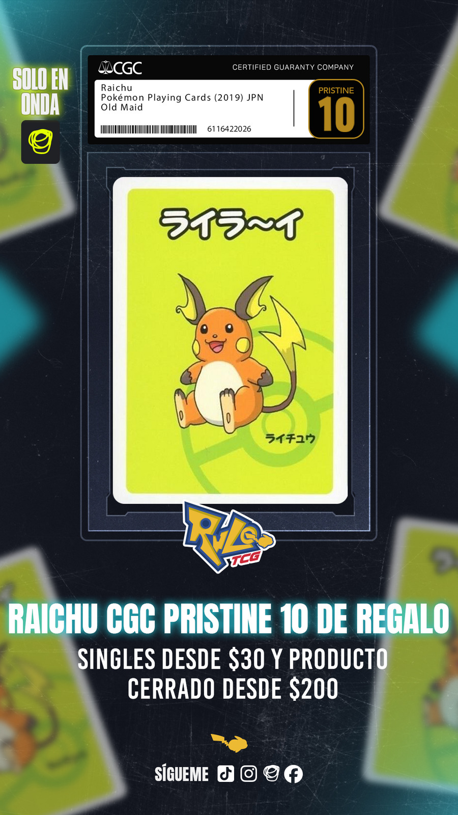 Raichu CGC Pristine 10 OLD Navy
🔥GRATIS🔥