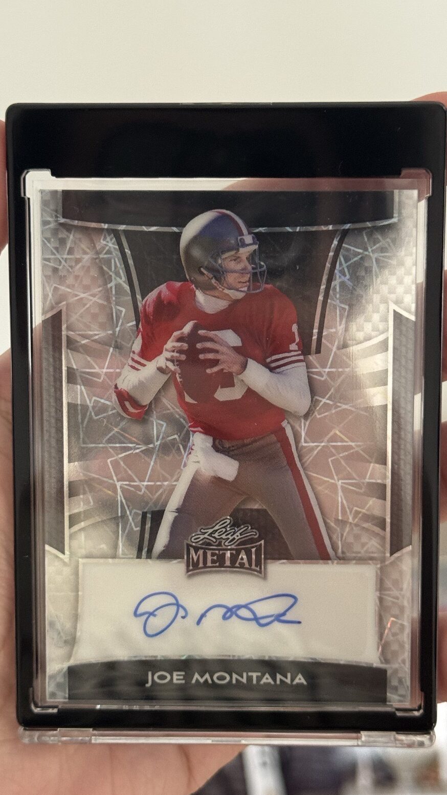 Carta autografiada Joe Montana Leaf Metal