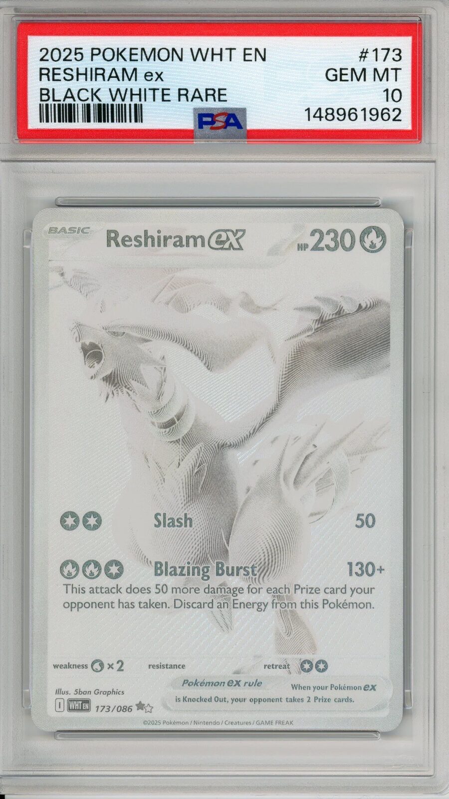 Carta Pokémon Reshiram ex PSA 10