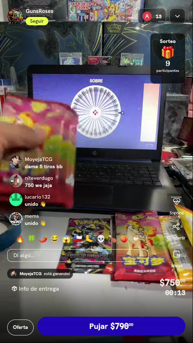 Sobres de Pokémon TCG y Tiros de Ruleta