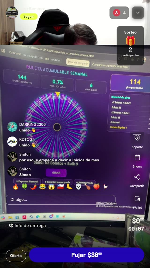 Giro en Ruleta Acumulable