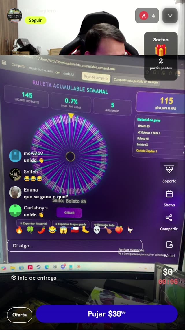 Giro de Ruleta Acumulable Semanal