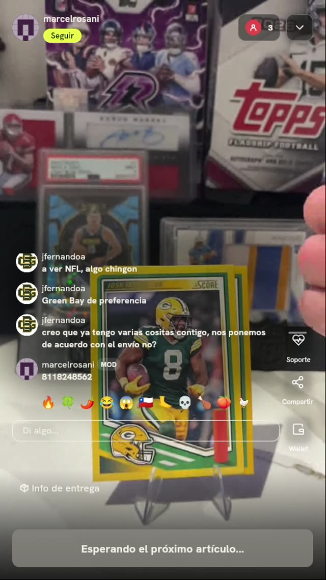 Tarjeta Josh Jacobs Green Bay Packers