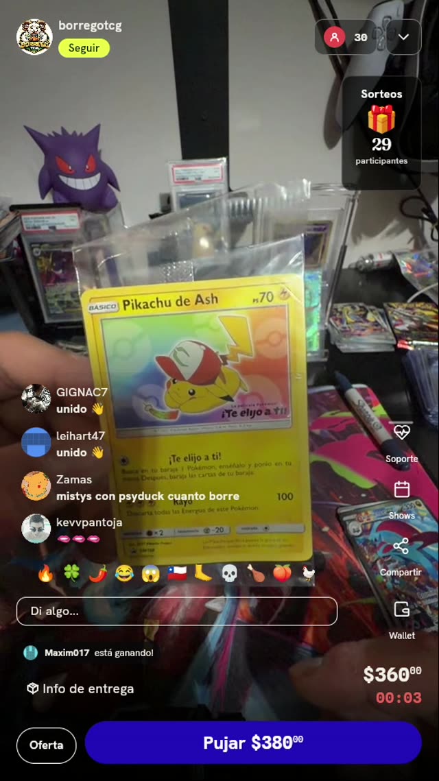 Pikachu de Ash SM108 Promo Sellada
