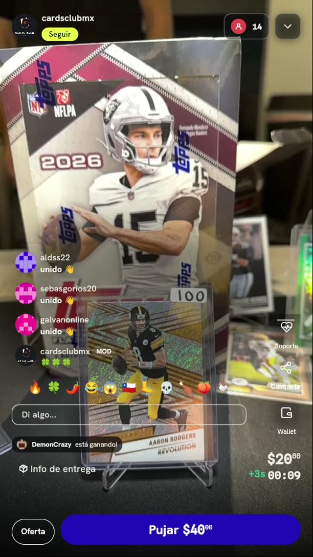 Carta Aaron Rodgers Panini Revolution 2025