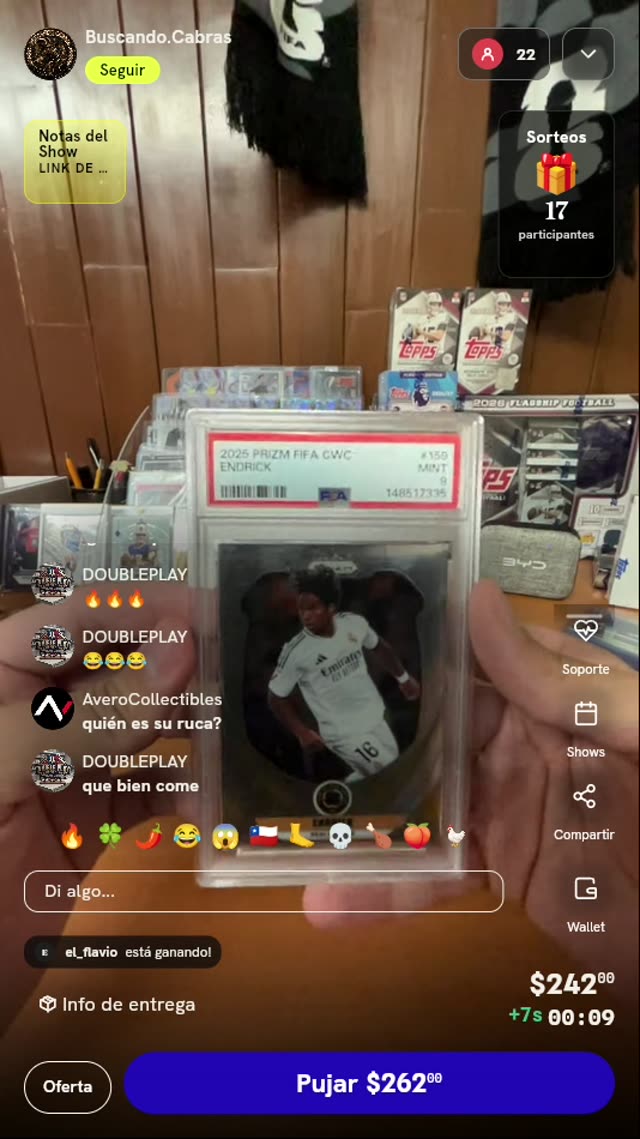 Carta Panini Prizm Endrick PSA 9