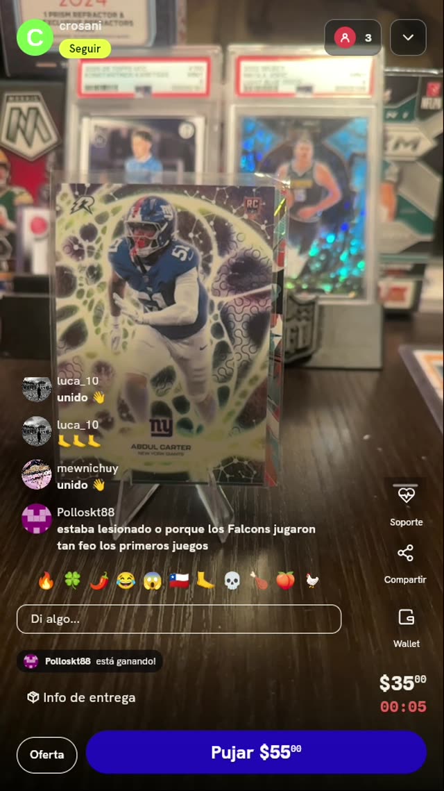 Carta Rookie Abdul Carter NY Giants