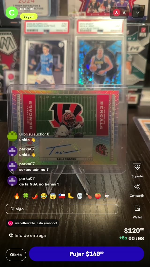 Carta autografiada Tahj Brooks Bengals