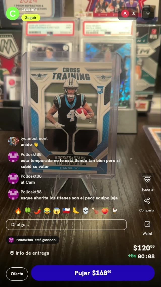 Carta Panini Tetairoa McMillan Cross Training
