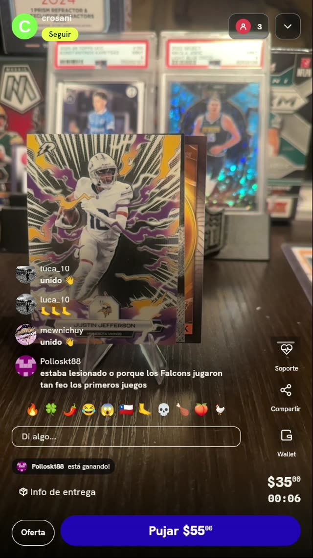 Carta Justin Jefferson Minnesota Vikings