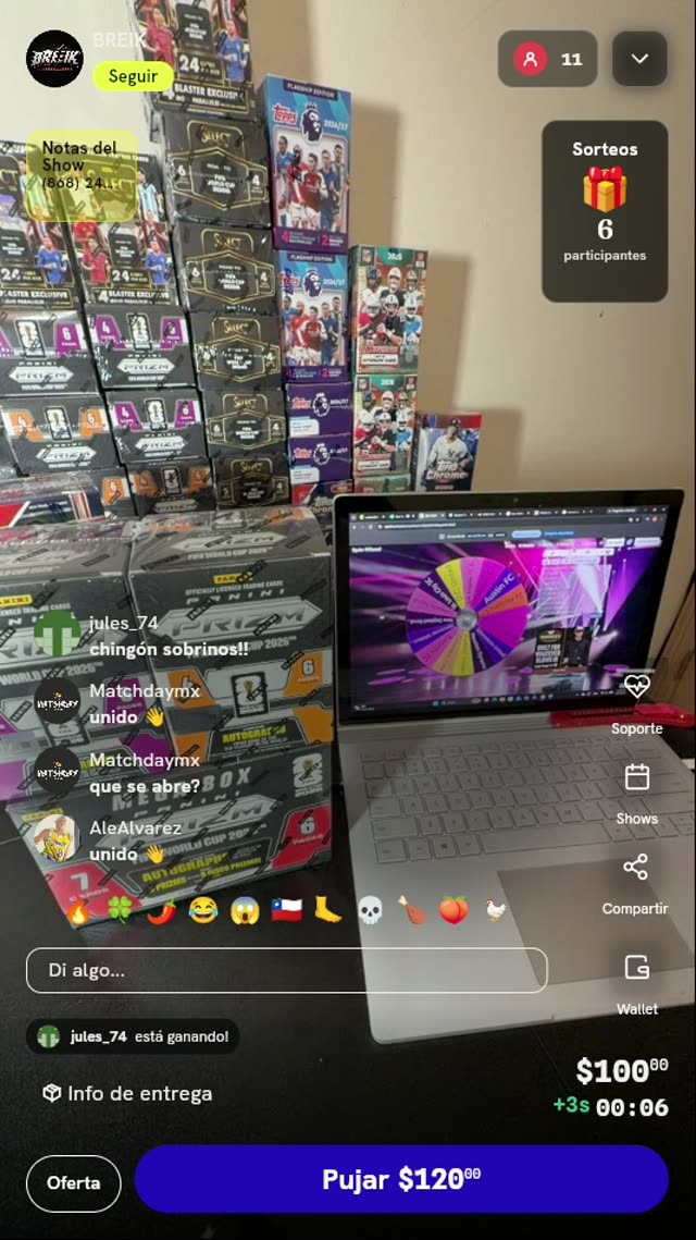 Tiro de ruleta para break Panini