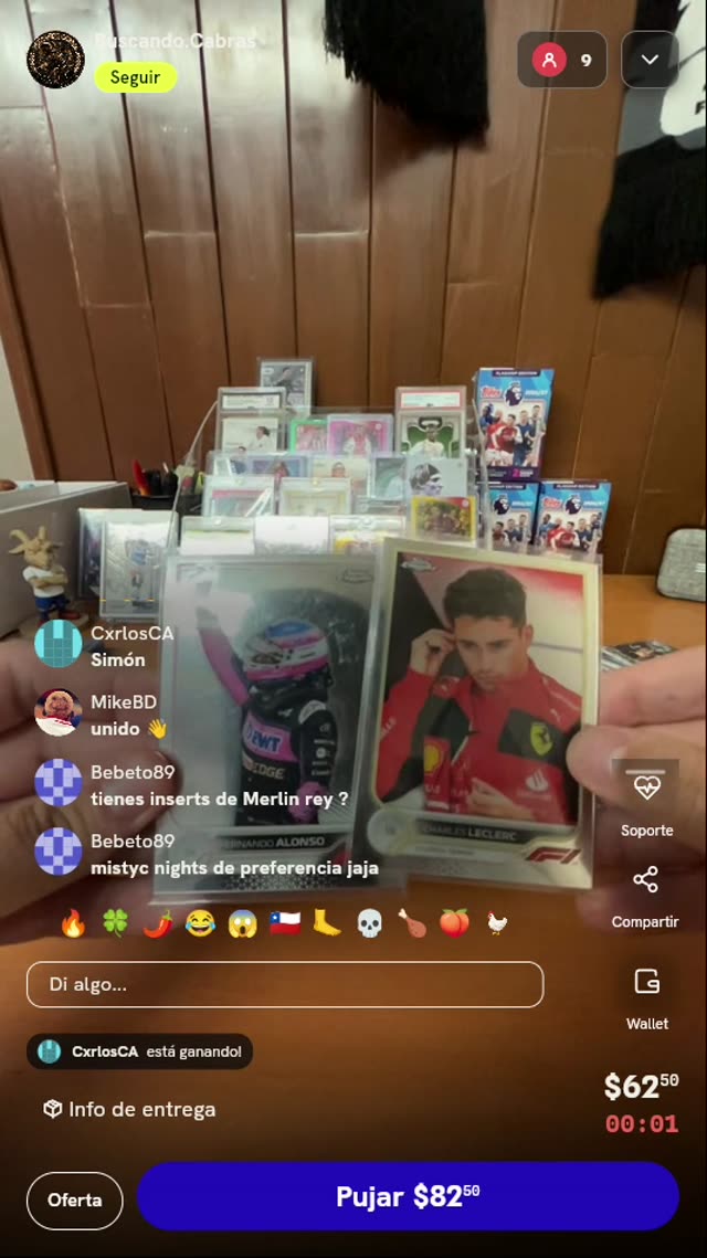Cartas Topps Chrome F1 Alonso y Leclerc