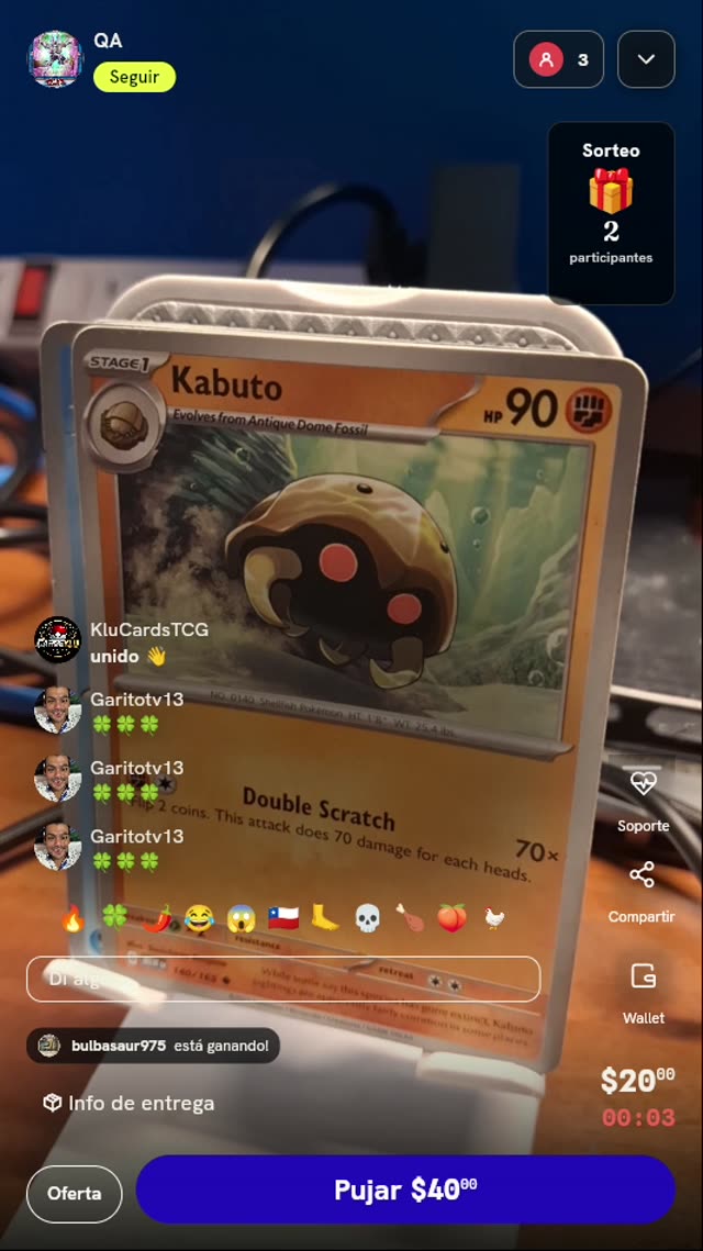 Carta Pokémon Kabuto #140/165