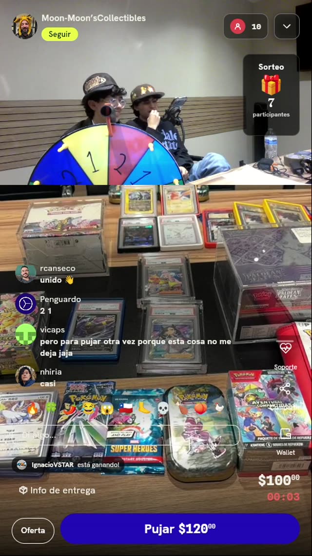 Tiro de ruleta de cartas Pokémon