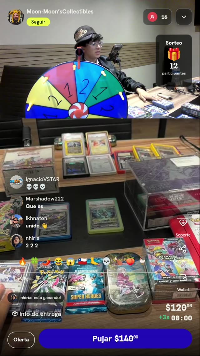 Subasta de cartas y sobres Pokémon TCG